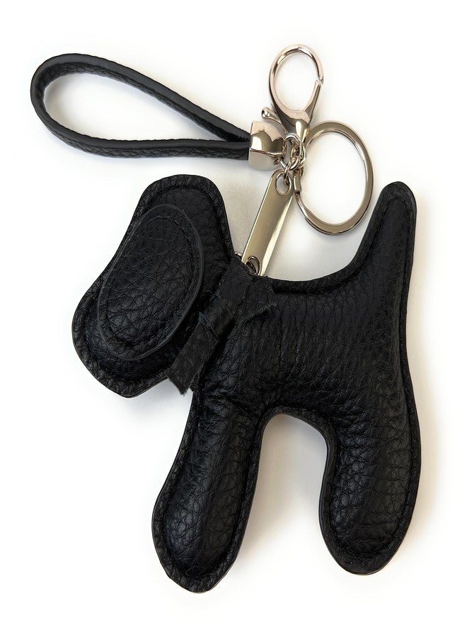 VersaKits Dog Keychains Leather Craft Soft and Adorable Puppy Bag Charm Accessory for Backpack Purse Strap(Black) - Image 1